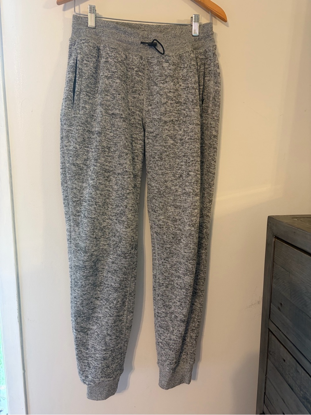 Roots Grey White Salt n Pepper Men's Size Small Knit Jogger Sweatpants Zippers